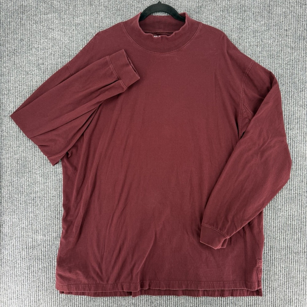 Duluth Trading Company men's Longtail long sleeve mock neck shirt maroon 2XL